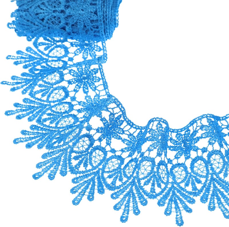 GXTIZAS Blue Lace Trim 5 Yards Wide Venise Lace Ribbon Embroidered Edge Trim for Sewing Crafts Pillow Case - Image 1